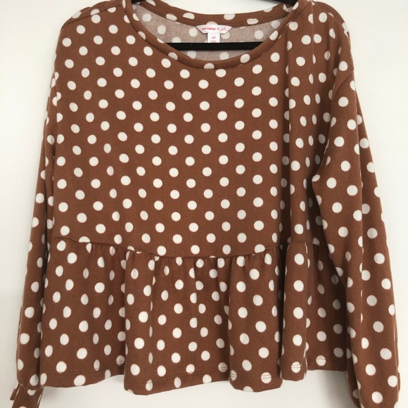 Jillian Harris x Joe Fresh Mindy Top in polka dot brown size large - Picture 3 of 4